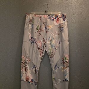 Floral Print Gray Workout Leggings